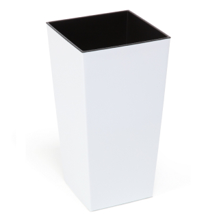 Lamelový kvetináč 35 cm x 35 x 68 cm priemer 35 cm plastový biely